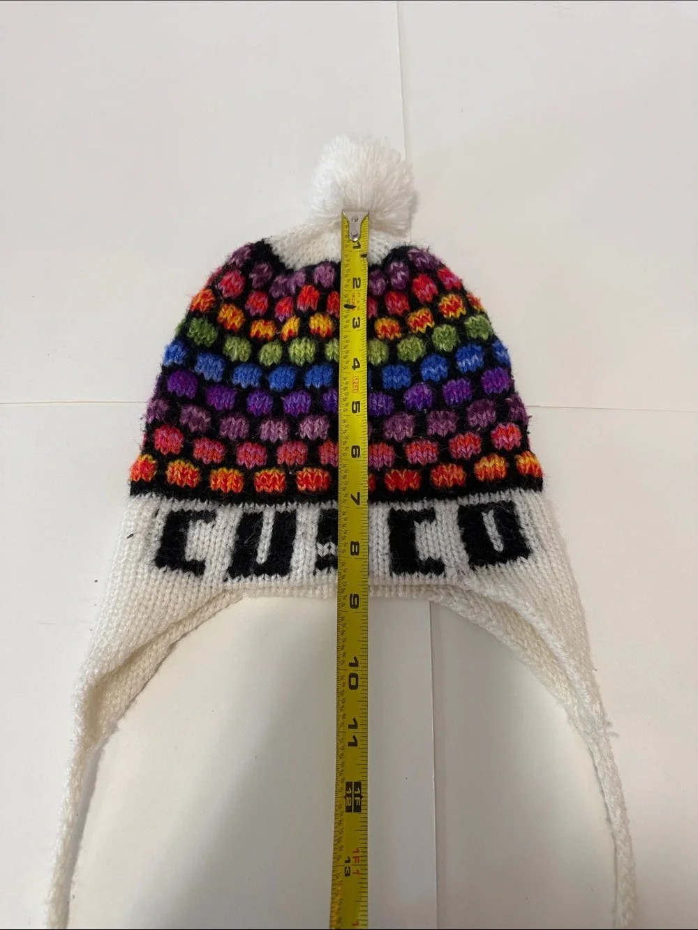 CUSCO Colorful Knit Earflap Beanie with Pom Poms